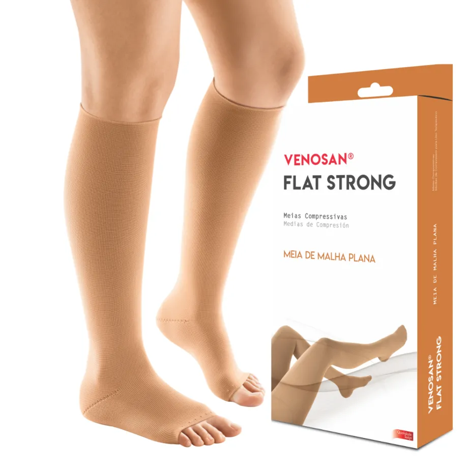 Meia Venosan Flat Strong Compressão 30-40 mmHg, Malha Plana 3/4