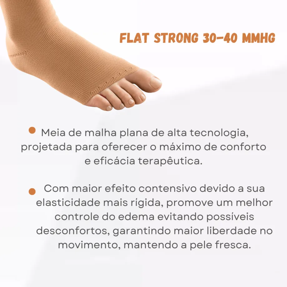 Meia Venosan Flat Strong Compressão 30-40 mmHg, Malha Plana 3/4