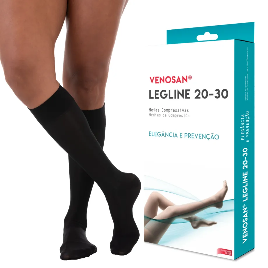 Meia Venosan Legline Compressão 20-30 mmHg, 3/4 Cor Preto